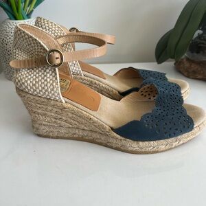 Wedge Heels Navy and Tweed Sz 7 KANNA Made in Spain